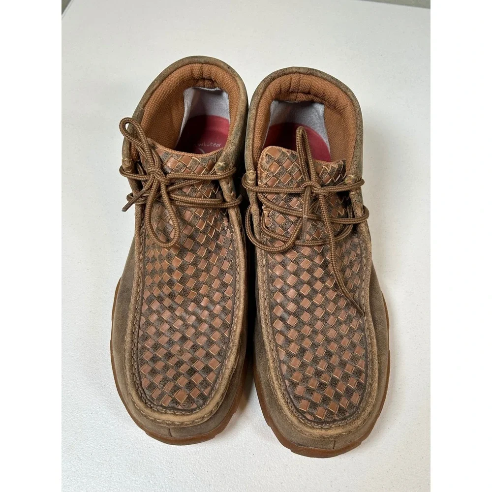 Twisted X Driving Moc Chukka Men's 10 Brown Woven Leather MDM0033 Boots Shoes